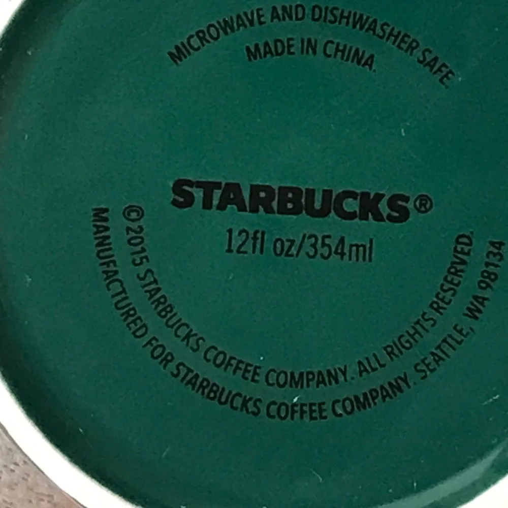 Set of Two Starbucks Christmas Mugs Green with Gold Trees White with Green Trees